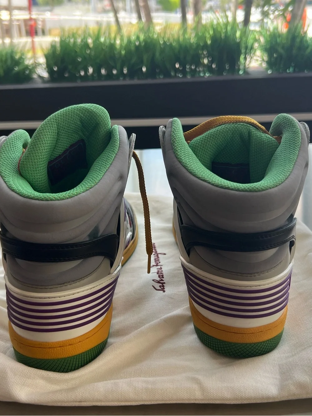 Gucci Multicolor High-Top Sneakers - White, Black, Green, Yellow, Purple, Red
